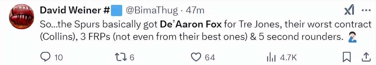 媒体人：卡斯尔&哈珀让人在末节前不想念福克斯 文班失误多难解决